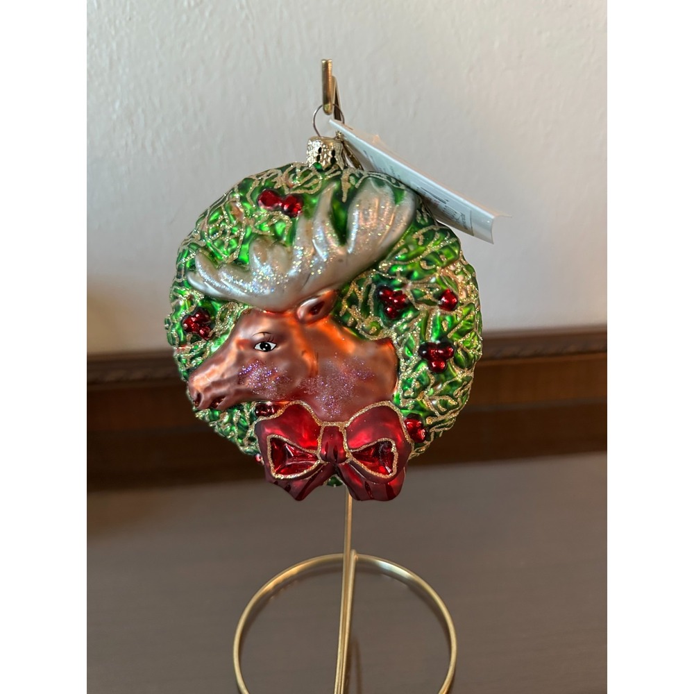 Vtg‎ Christopher Radko Ornament Wreath With Moose 2001 HTF